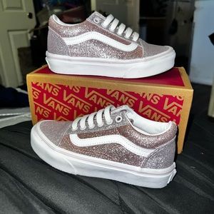 New! Vans Rose Gold & Silver Glitter 12 kids little girls low top sneaker